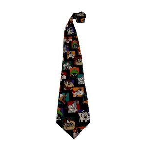 VTG 1996 Looney Tunes Mania Men's Necktie 59" L x 4" W Silk Bugs Bunny Taz Daffy
